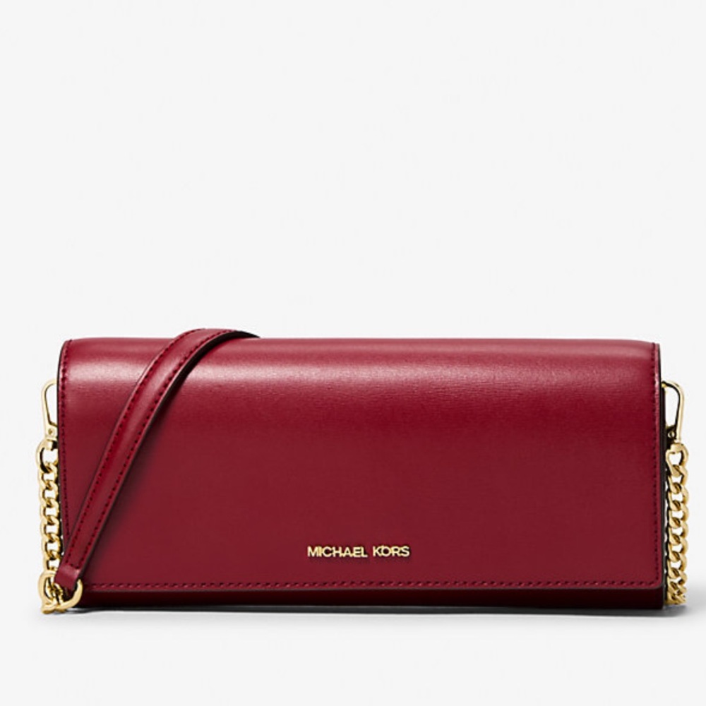MICHAEL KORS Jet Set Medium Leather Flap Clutch Crossbody Shoulder Bag Wallet - Picture 3 of 16